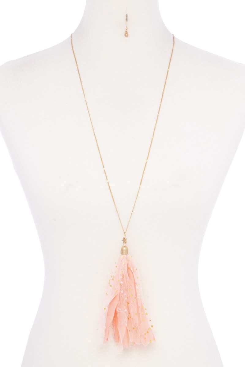Metallic Stars Tulle Tassel Necklace product image