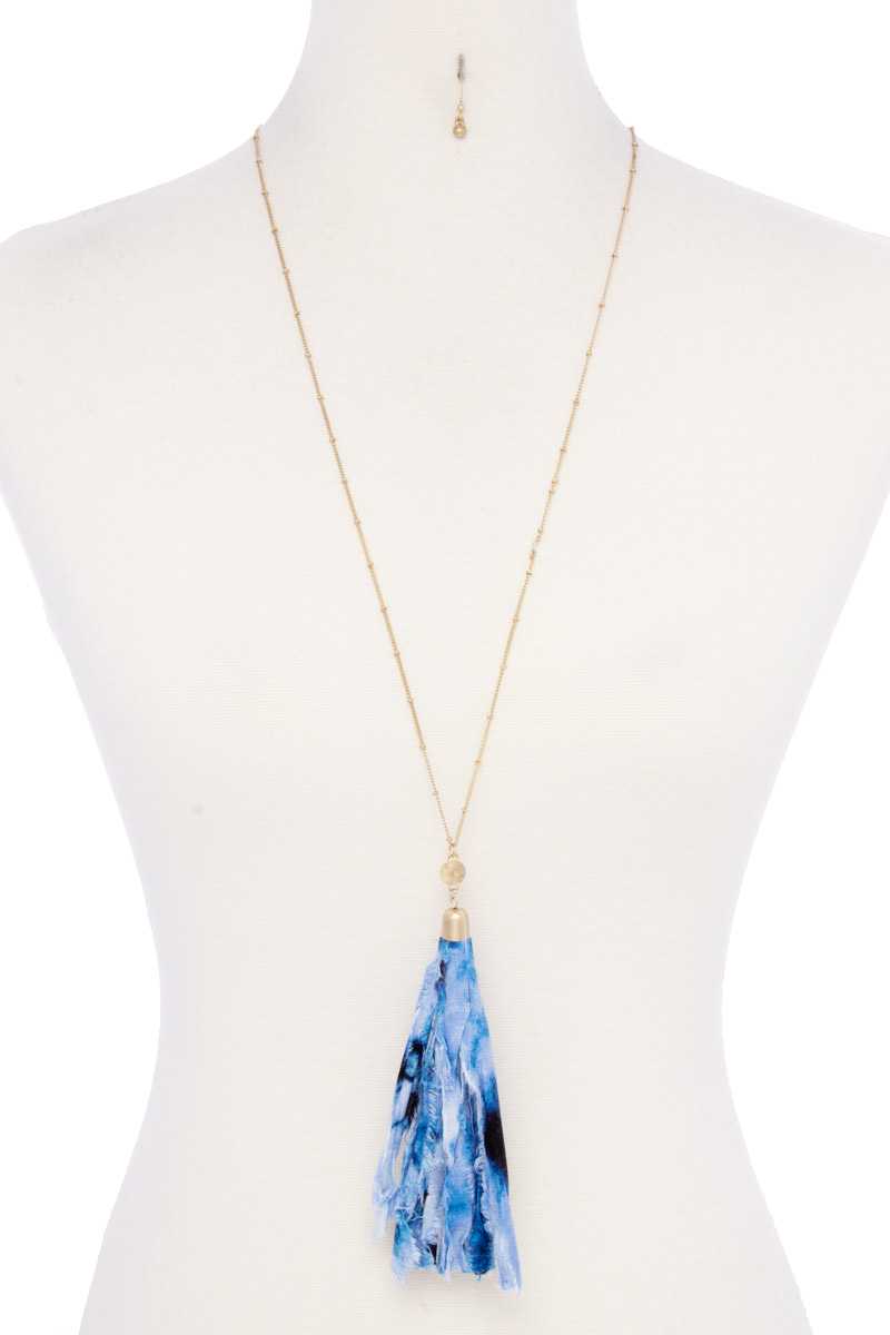Tye Dye Fabric Tassel Necklace product image