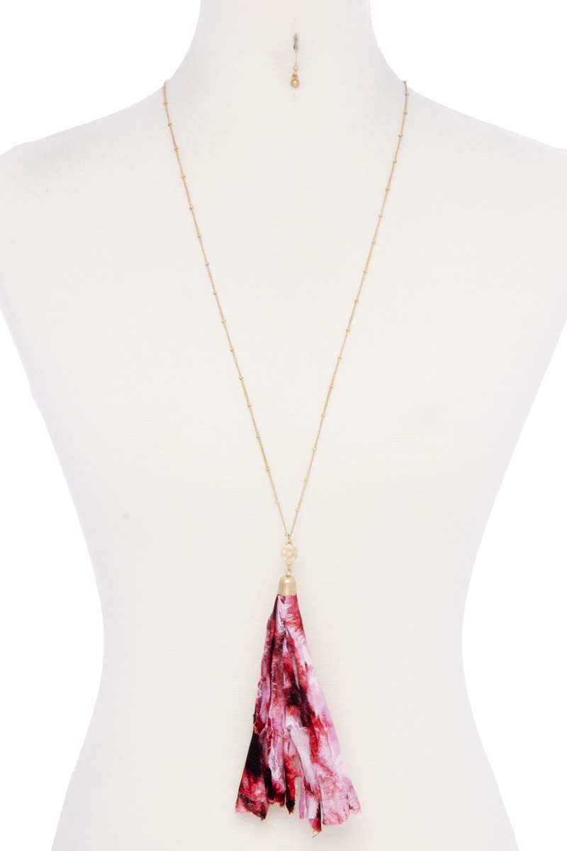 Tye Dye Fabric Tassel Necklace product image