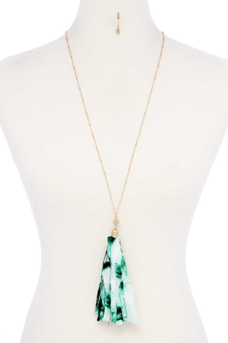 Tye Dye Fabric Tassel Necklace product image