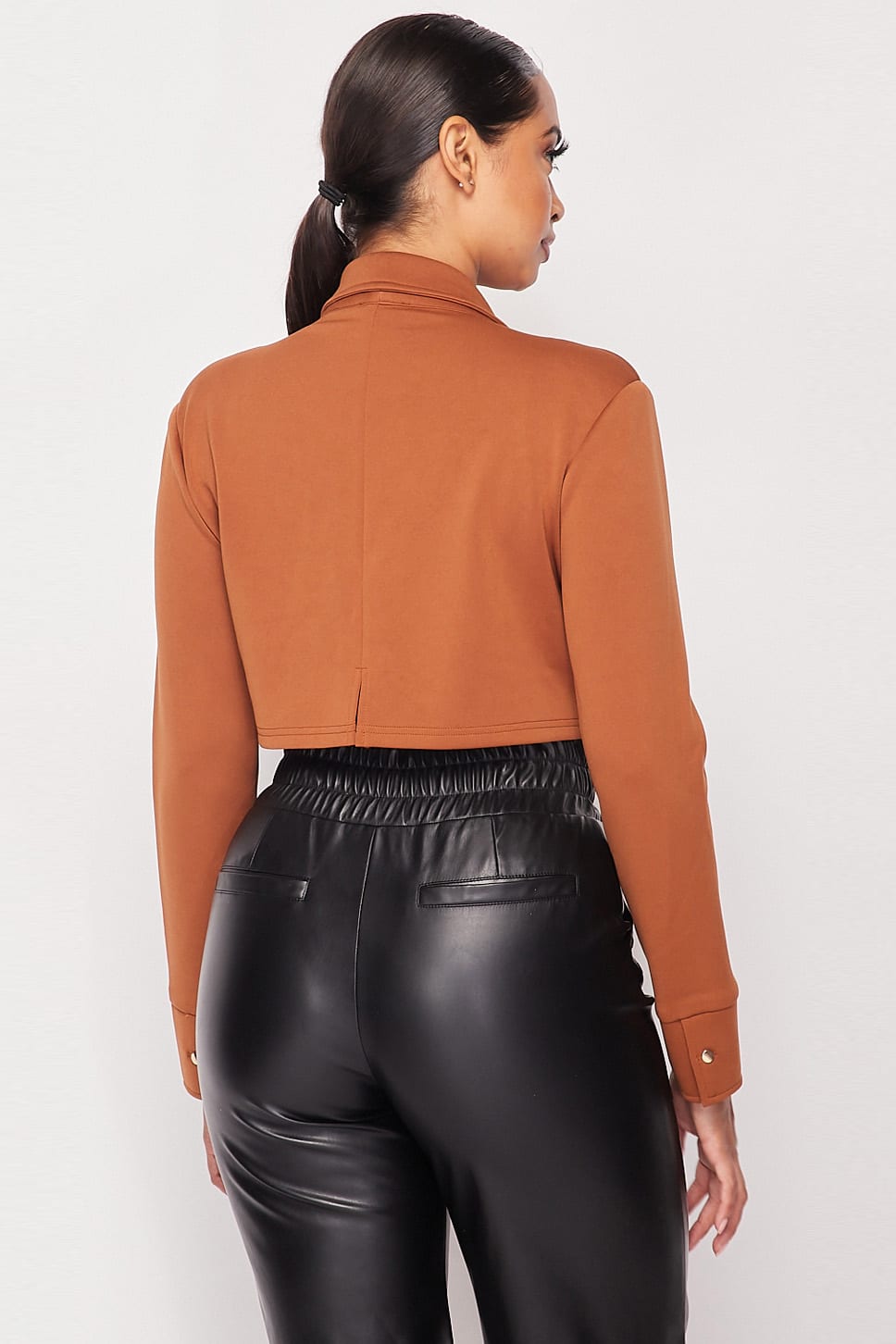 Deep-v Cropped Power Shoulder Blazer Bodysuit product image