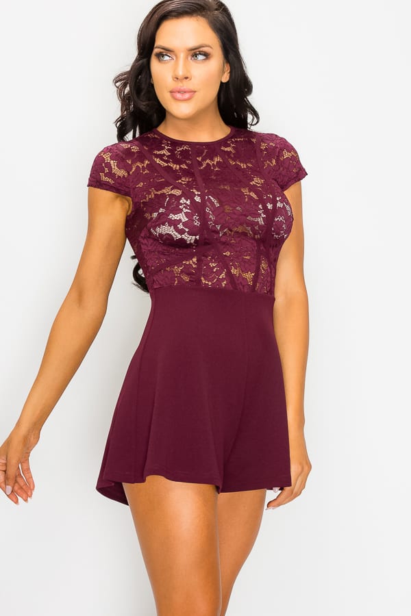 Floral Sheer Lace Combo Romper product image
