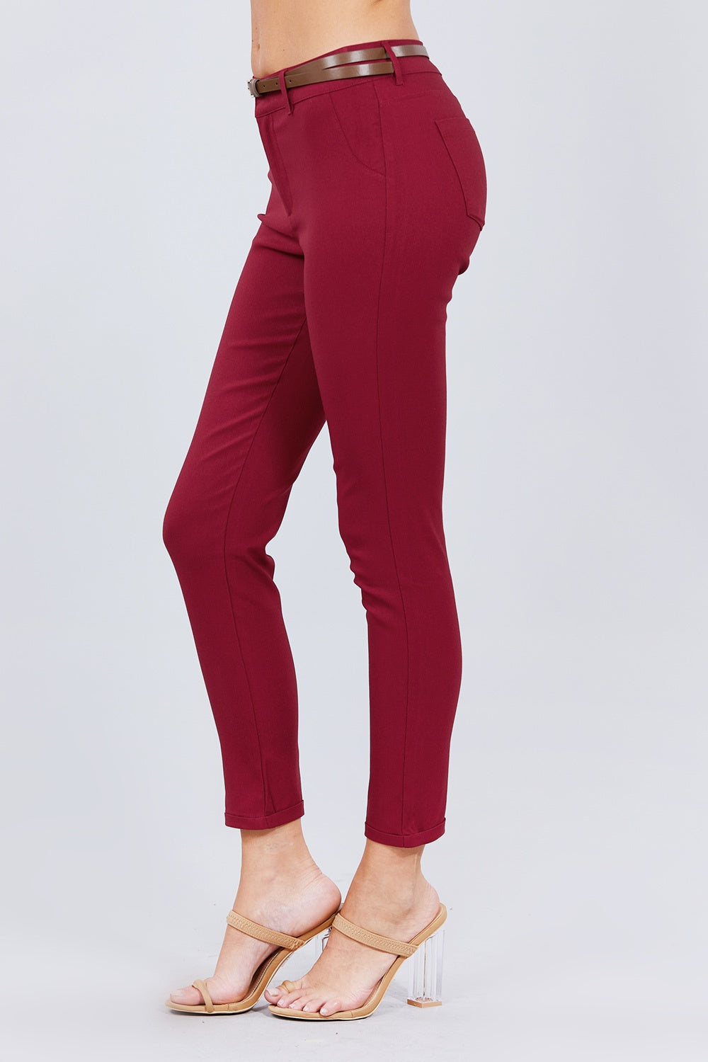 Belted Textured Long Pants product image