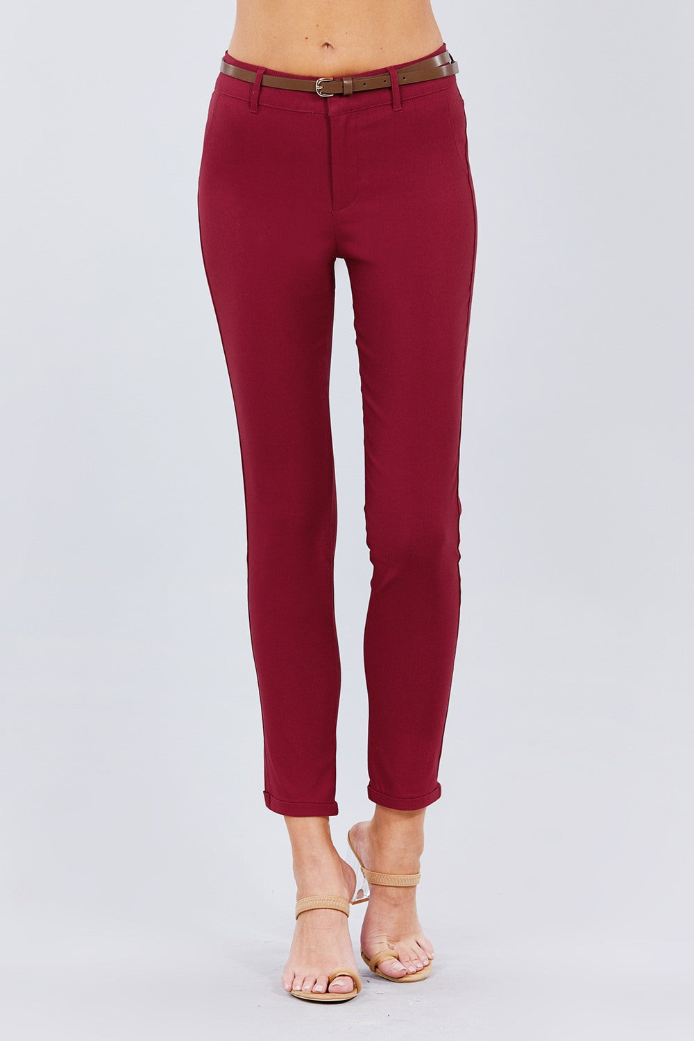 Belted Textured Long Pants product image
