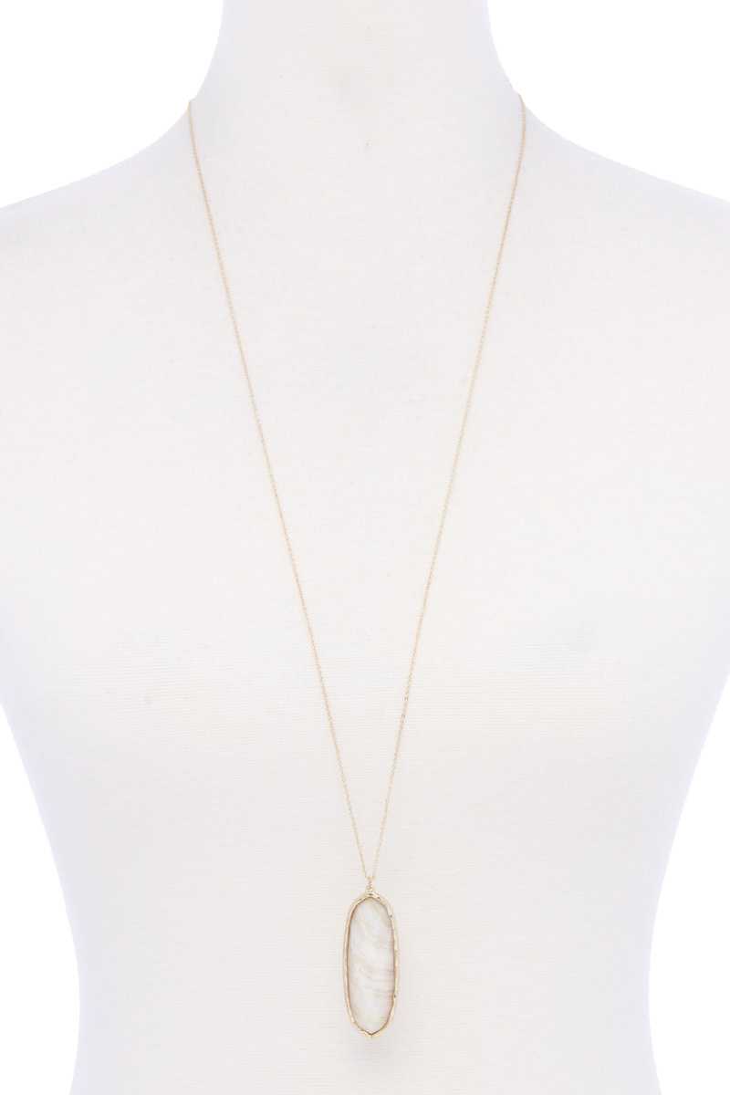 Acetate Oval Metal Edge Pendant Necklace product image