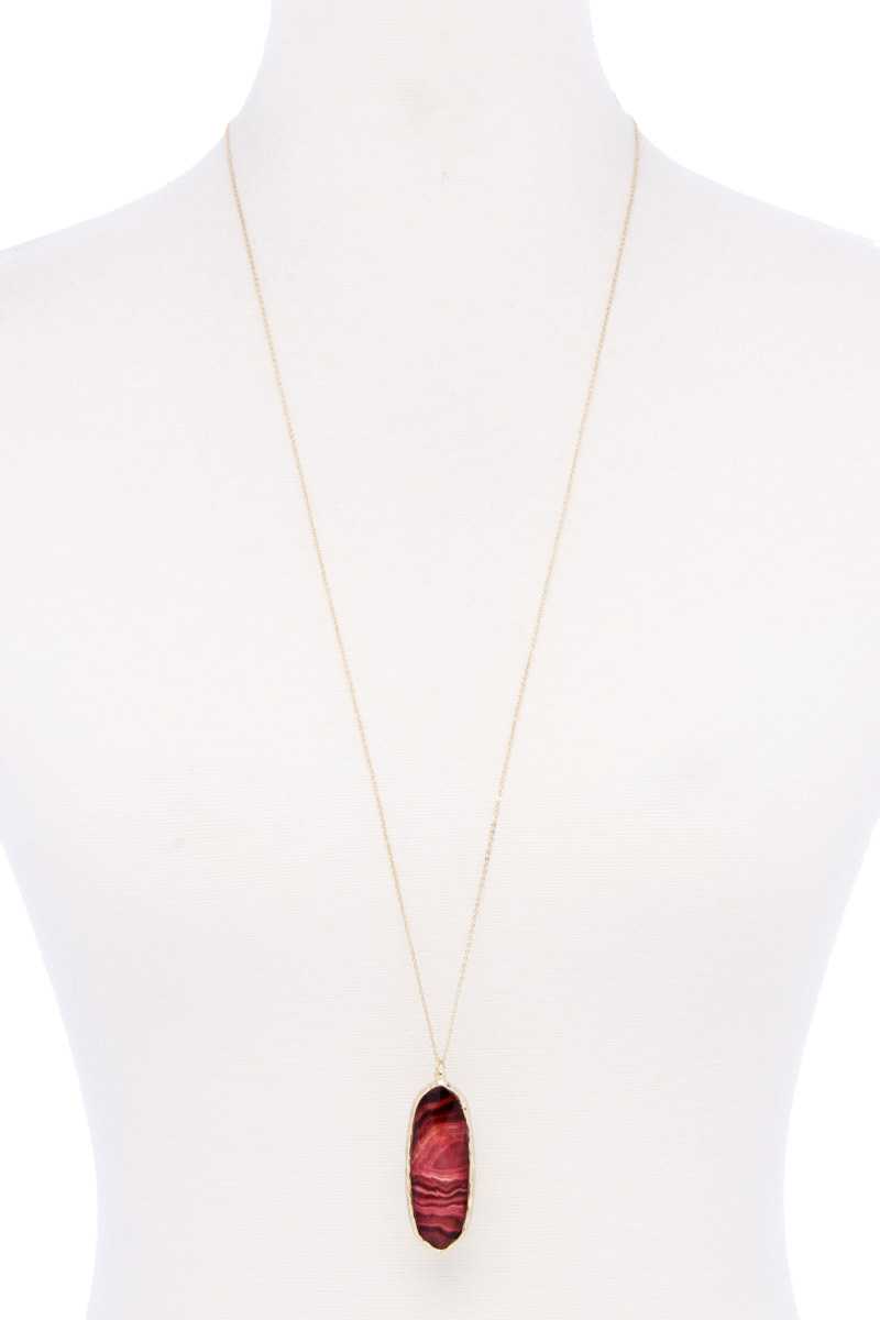 Acetate Oval Metal Edge Pendant Necklace product image