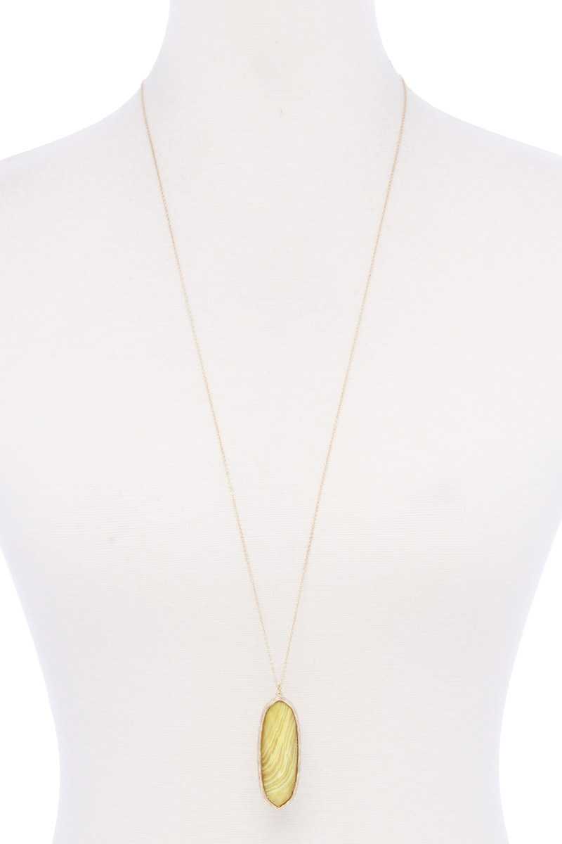 Acetate Oval Metal Edge Pendant Necklace product image