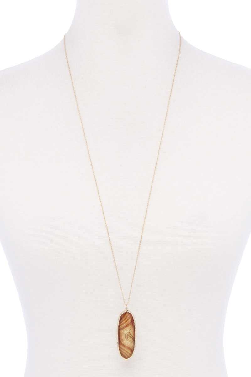 Acetate Oval Metal Edge Pendant Necklace product image