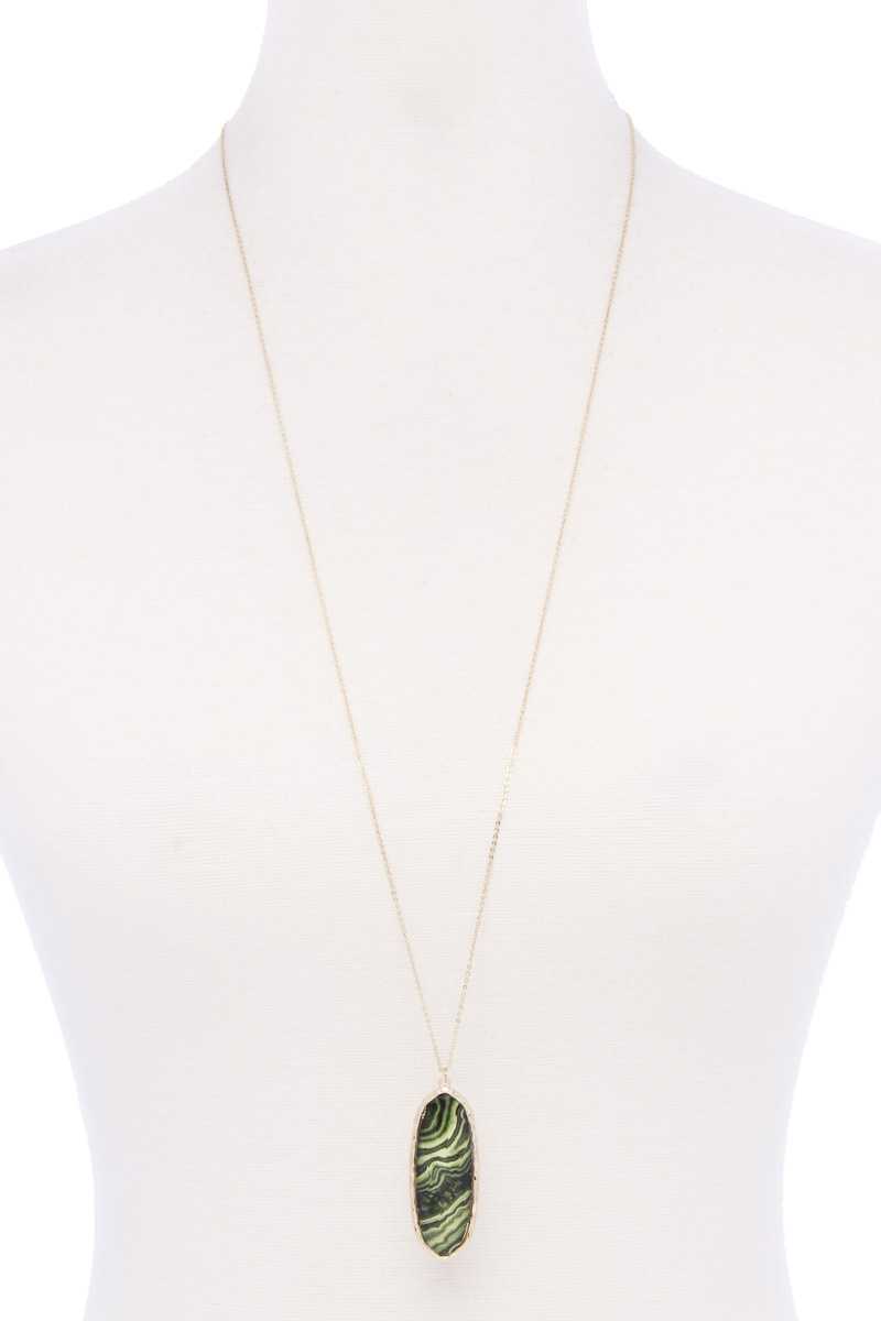 Acetate Oval Metal Edge Pendant Necklace product image