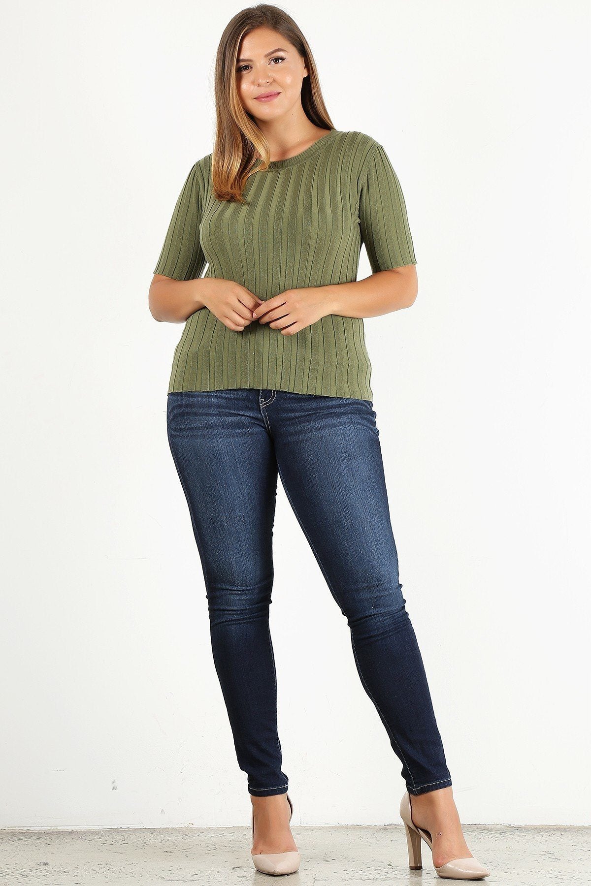 Plus Size Solid Print Fitted Top product image