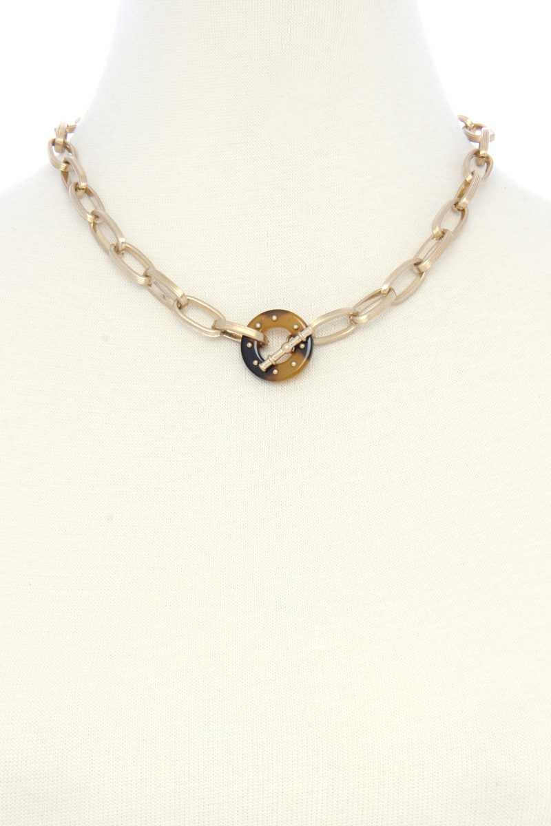 Acetate Ring Oval Link Toggle Clasp Necklace product image
