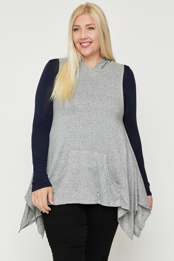 Plus Size Two Tone Knit, Sleeveless Top product image