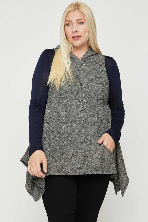 Plus Size Two Tone Knit, Sleeveless Top product image