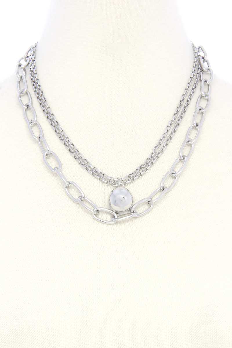 Metal Ball Oval Link Layered Necklace product image
