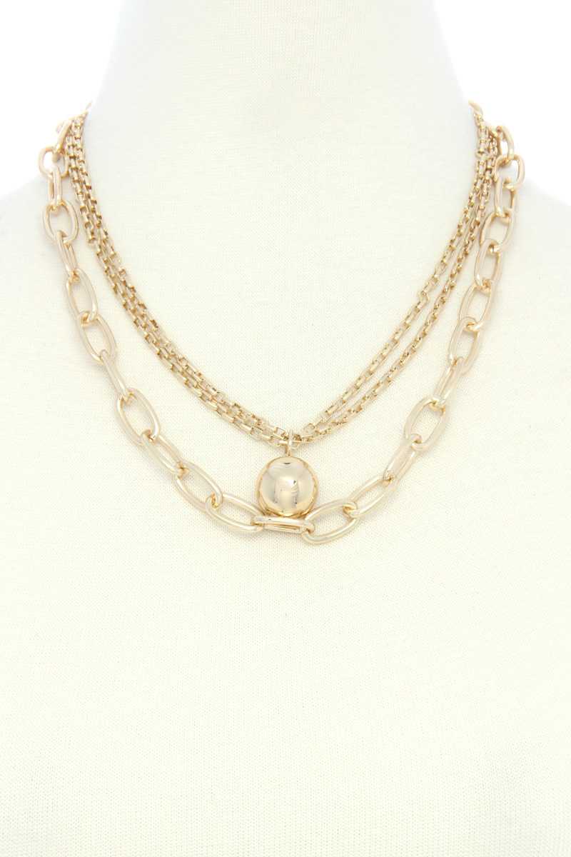 Metal Ball Oval Link Layered Necklace product image