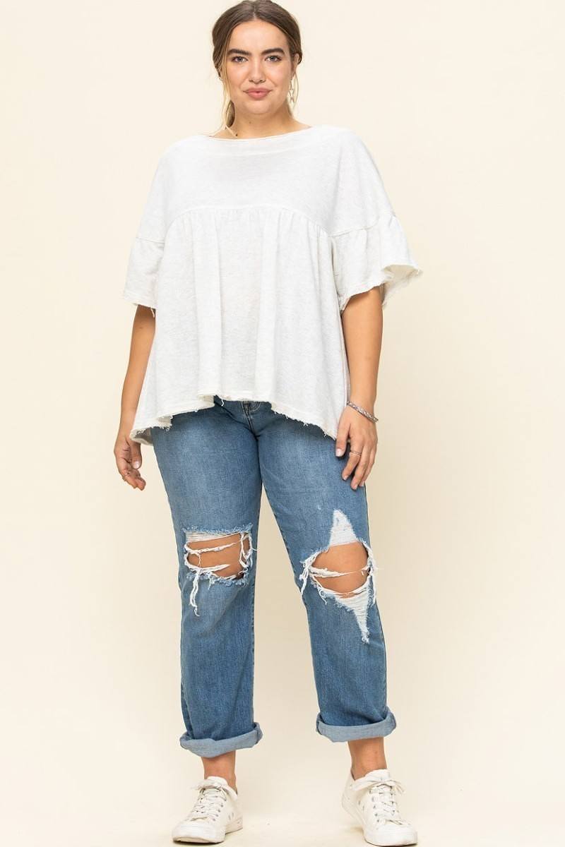 Solid French Pullover Terry Woven Top product image