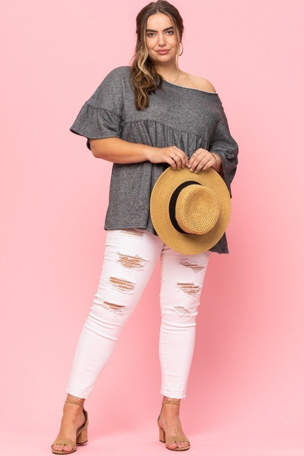 Solid French Pullover Terry Woven Top product image