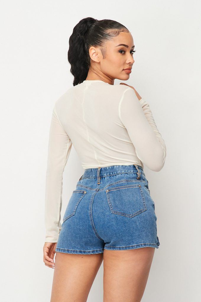 Fishnet Sheer Mesh Back Deep V Neck Bodysuit product image