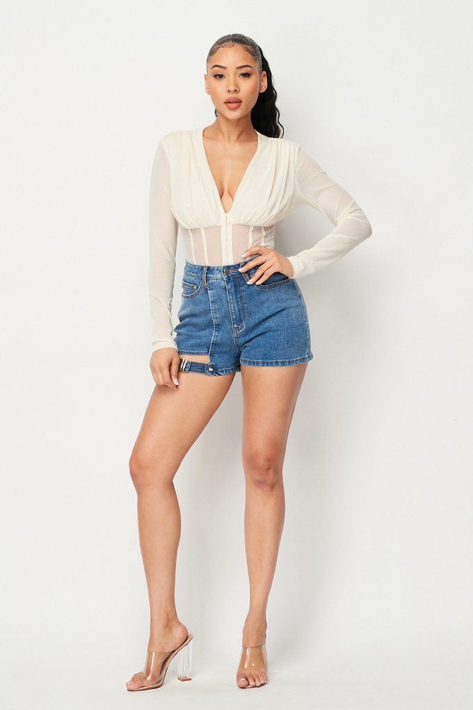 Fishnet Sheer Mesh Back Deep V Neck Bodysuit product image