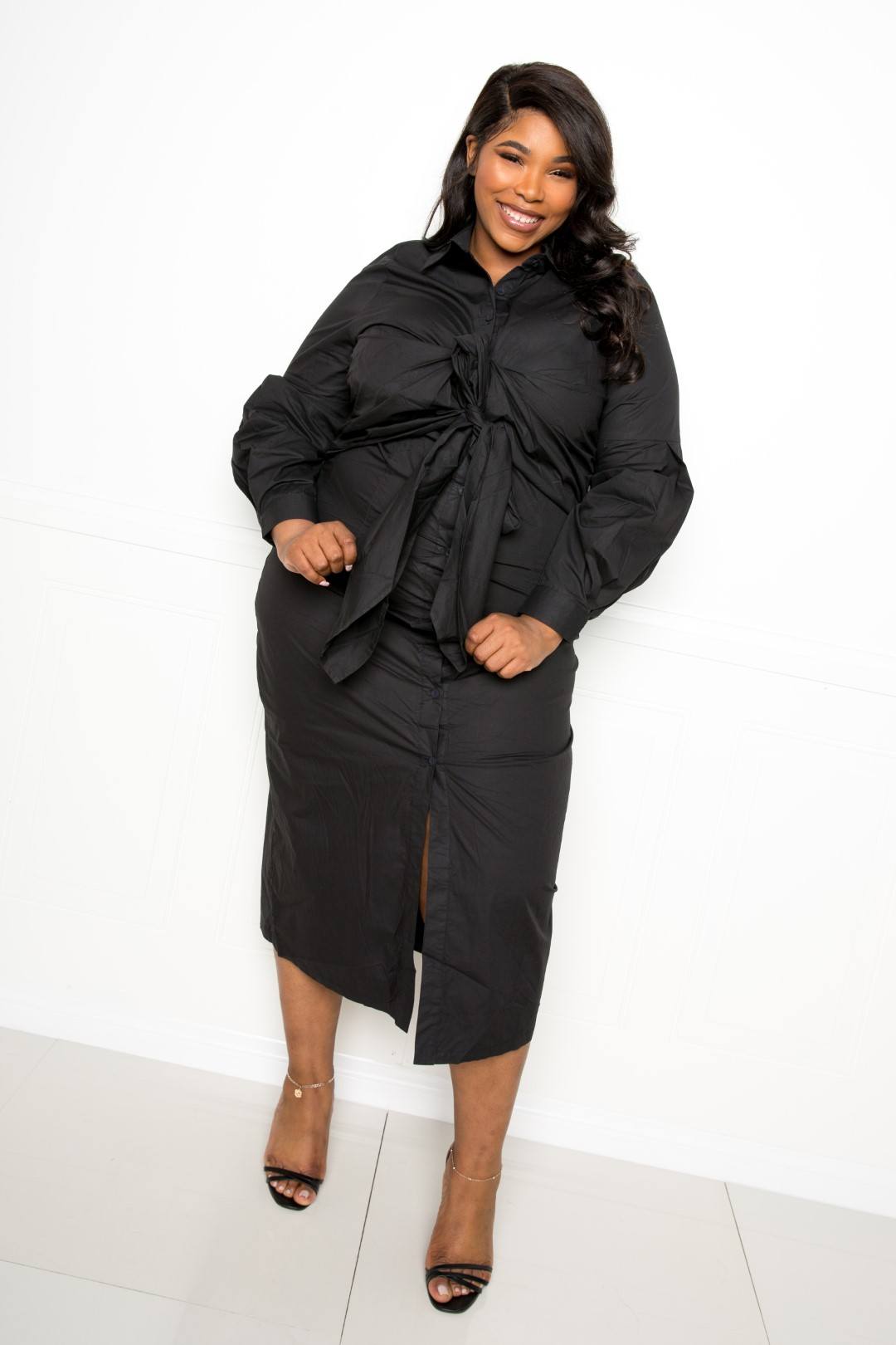 Poplin Tie Bow Shirt Dress product image