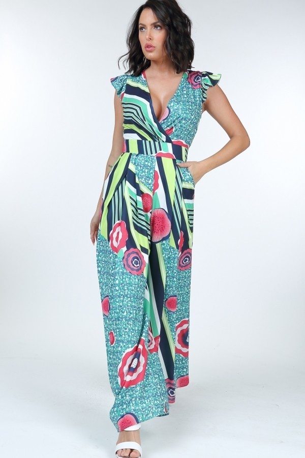 Ruffle Sleeve Surplice Jumpsuit product image
