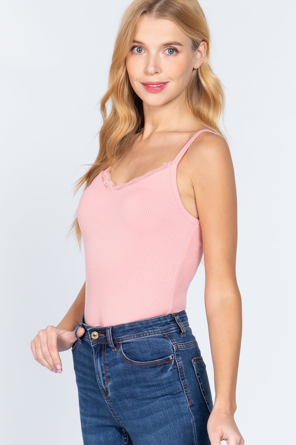 Heavy Rib Cami W/lace Bodysuit product image