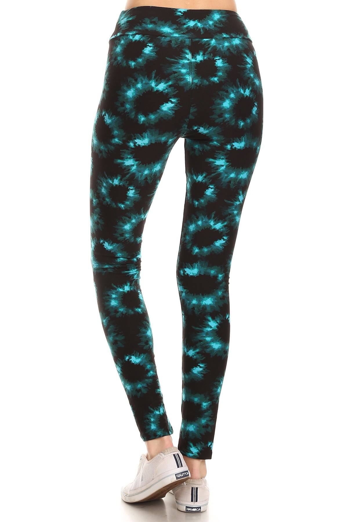 Yoga Style Banded Lined Tie Dye Printed Knit Legging With High Waist product image