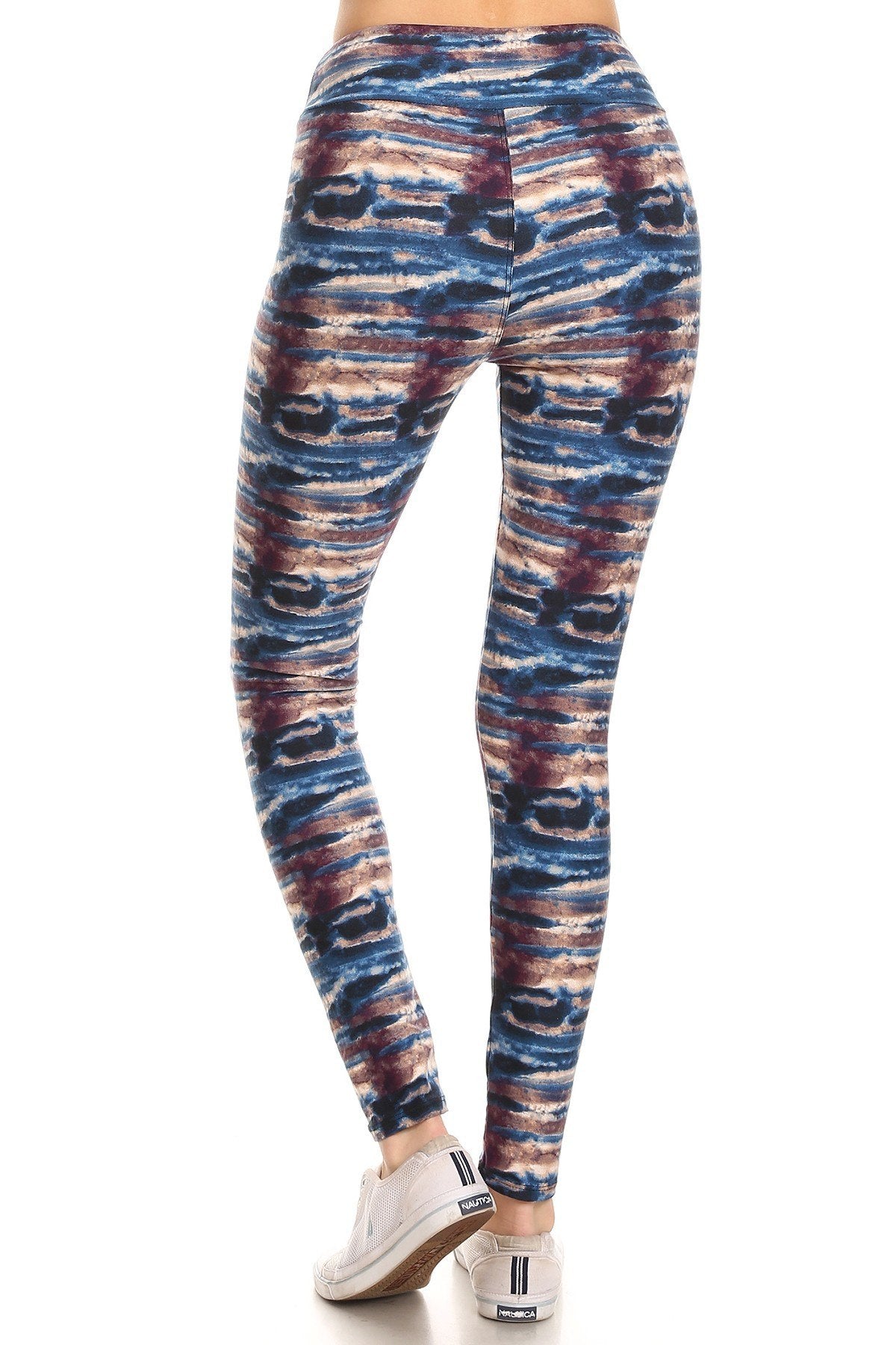 Yoga Style Banded Lined Tie Dye Printed Knit Legging With High Waist product image