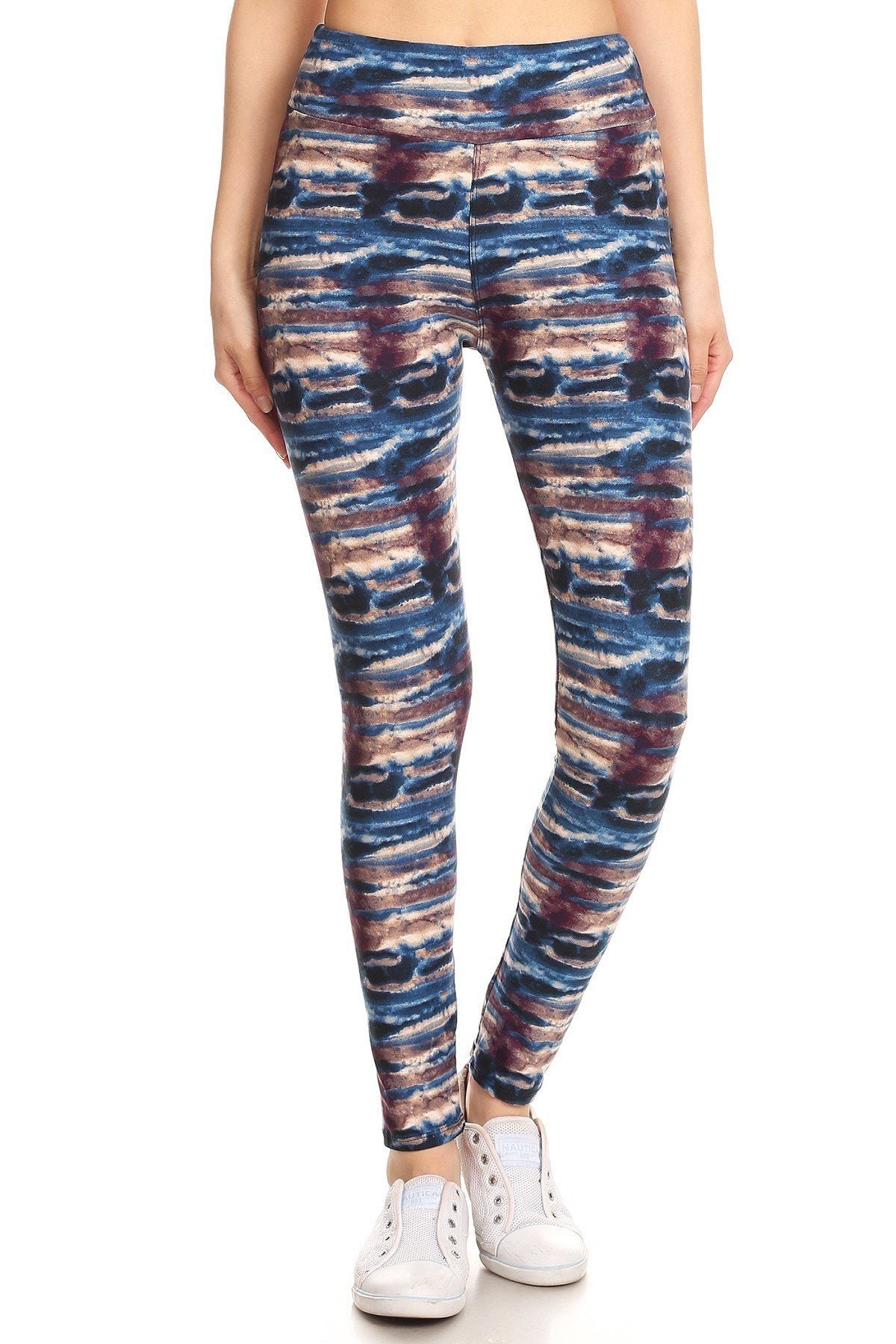 Yoga Style Banded Lined Tie Dye Printed Knit Legging With High Waist product image