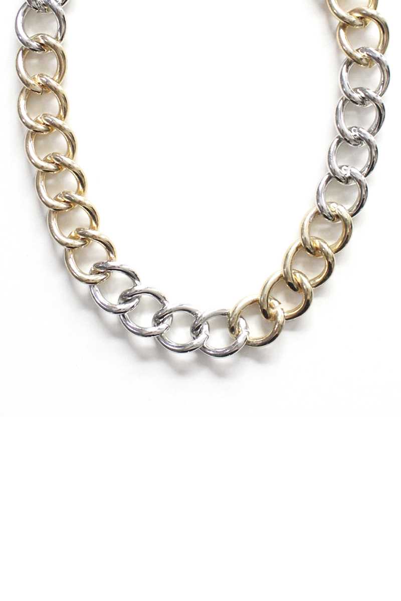 Fashion Metal Two Tone Necklace product image