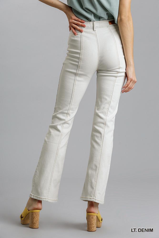 Panel Straight Cut Denim Jeans With Pockets product image