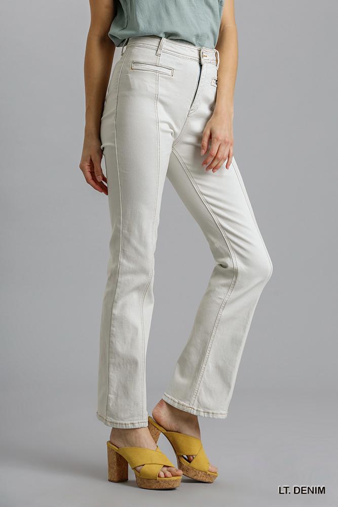 Panel Straight Cut Denim Jeans With Pockets product image