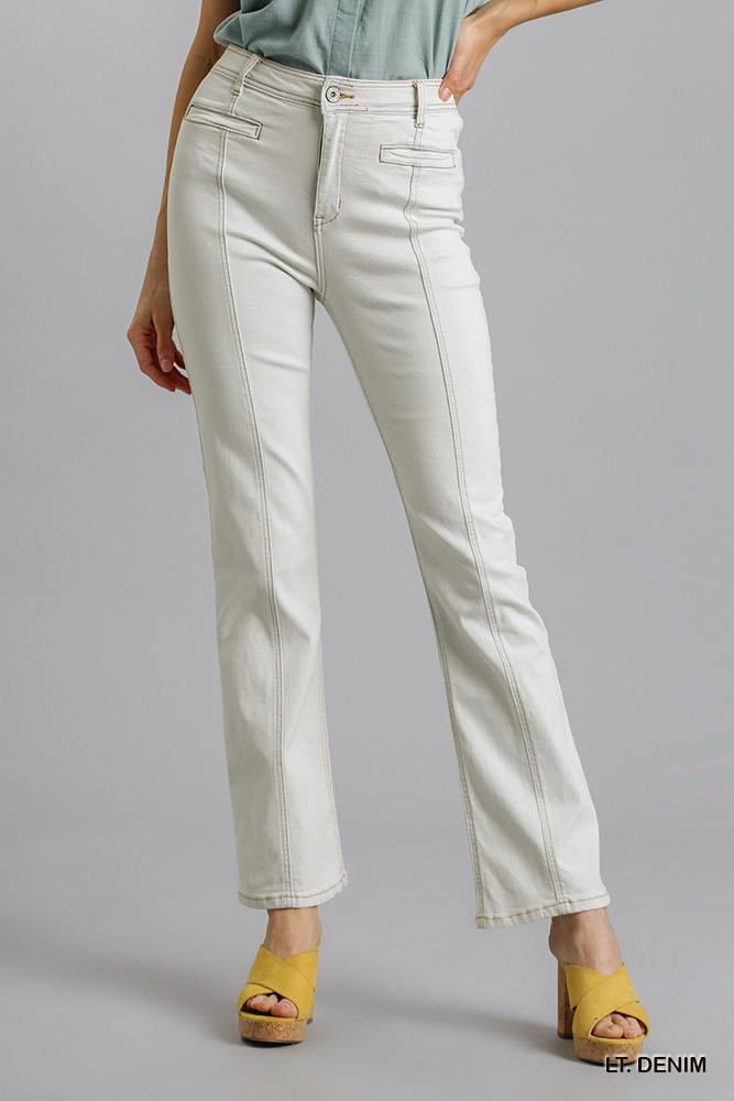 Panel Straight Cut Denim Jeans With Pockets product image