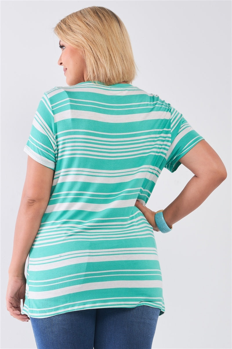 Plus Striped And Distressed Cut-out Top product image
