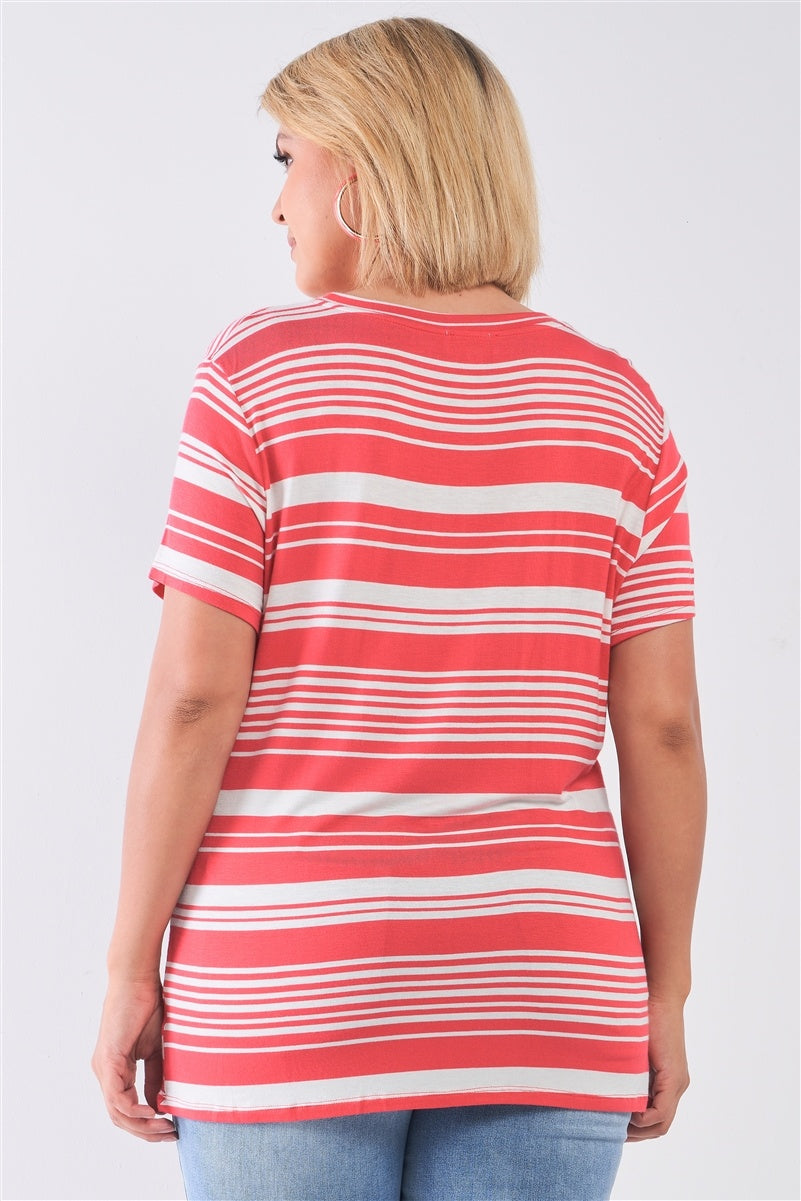 Plus Striped And Distressed Cut-out Top product image