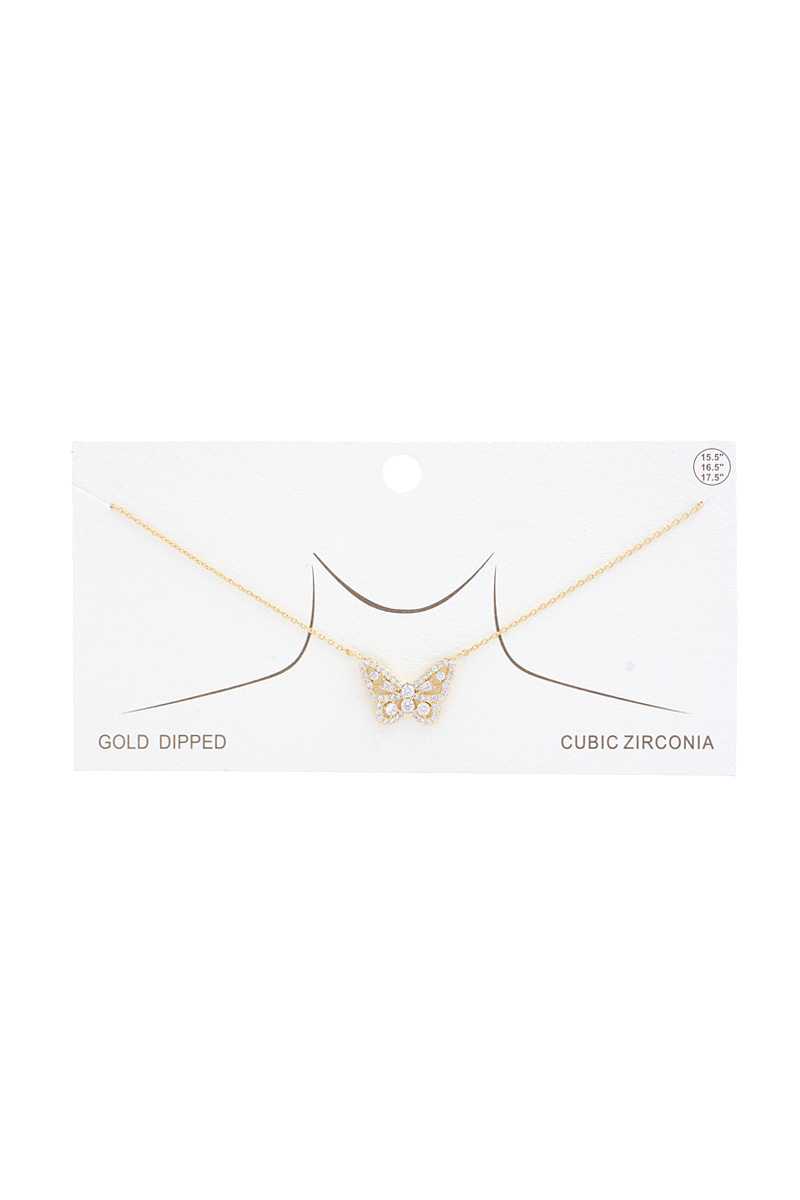 Rhinestone Butterfly Charm Gold Dipped Necklace product image