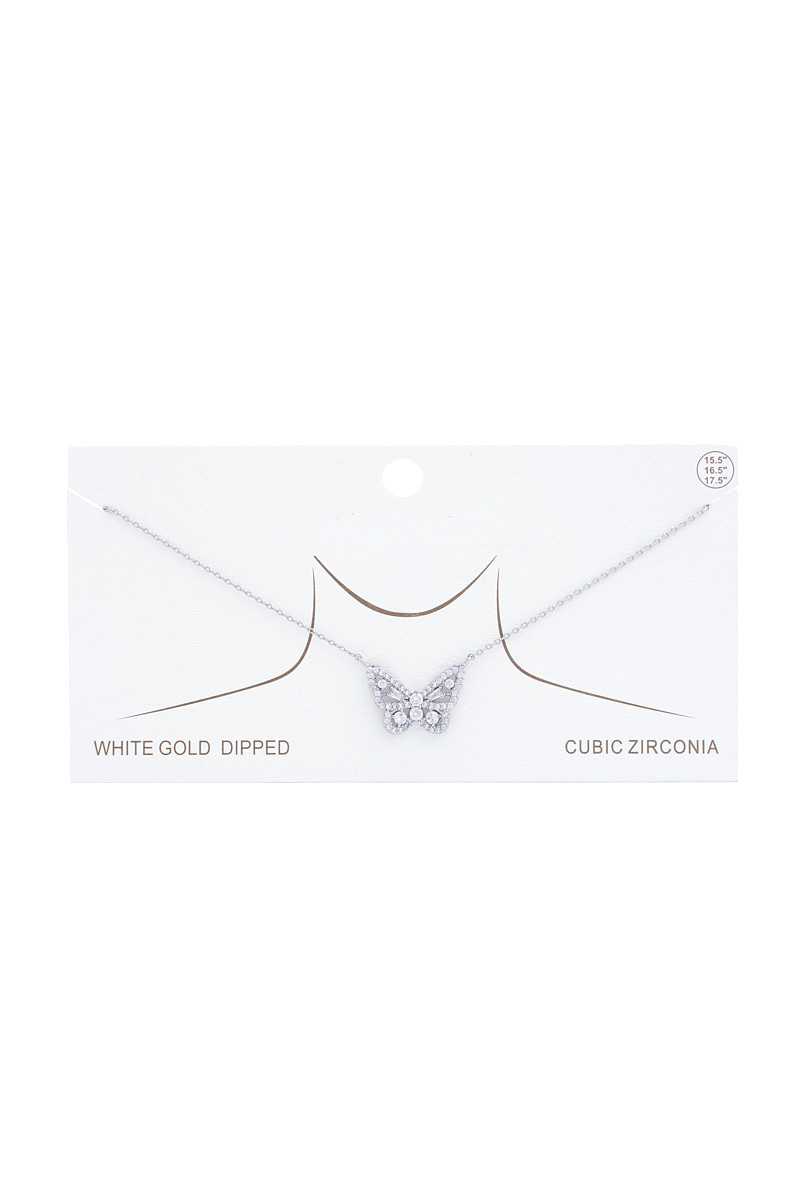Rhinestone Butterfly Charm Gold Dipped Necklace product image