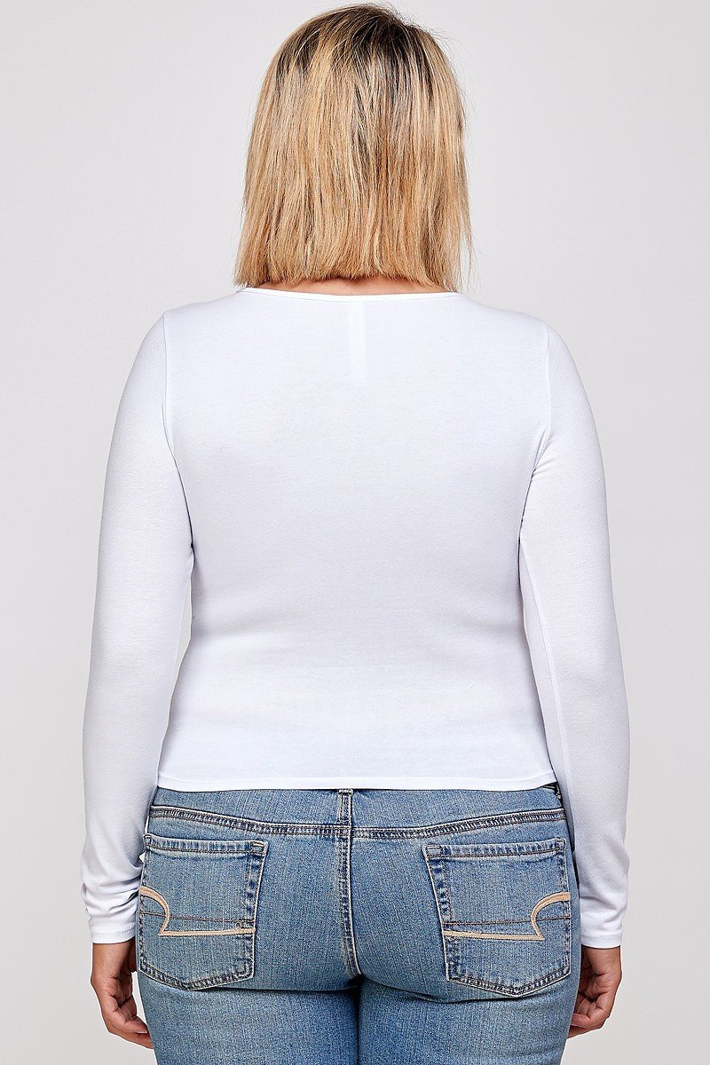 Solid Round Neck Top, With Long Sleeves, And Cut-out Detail product image