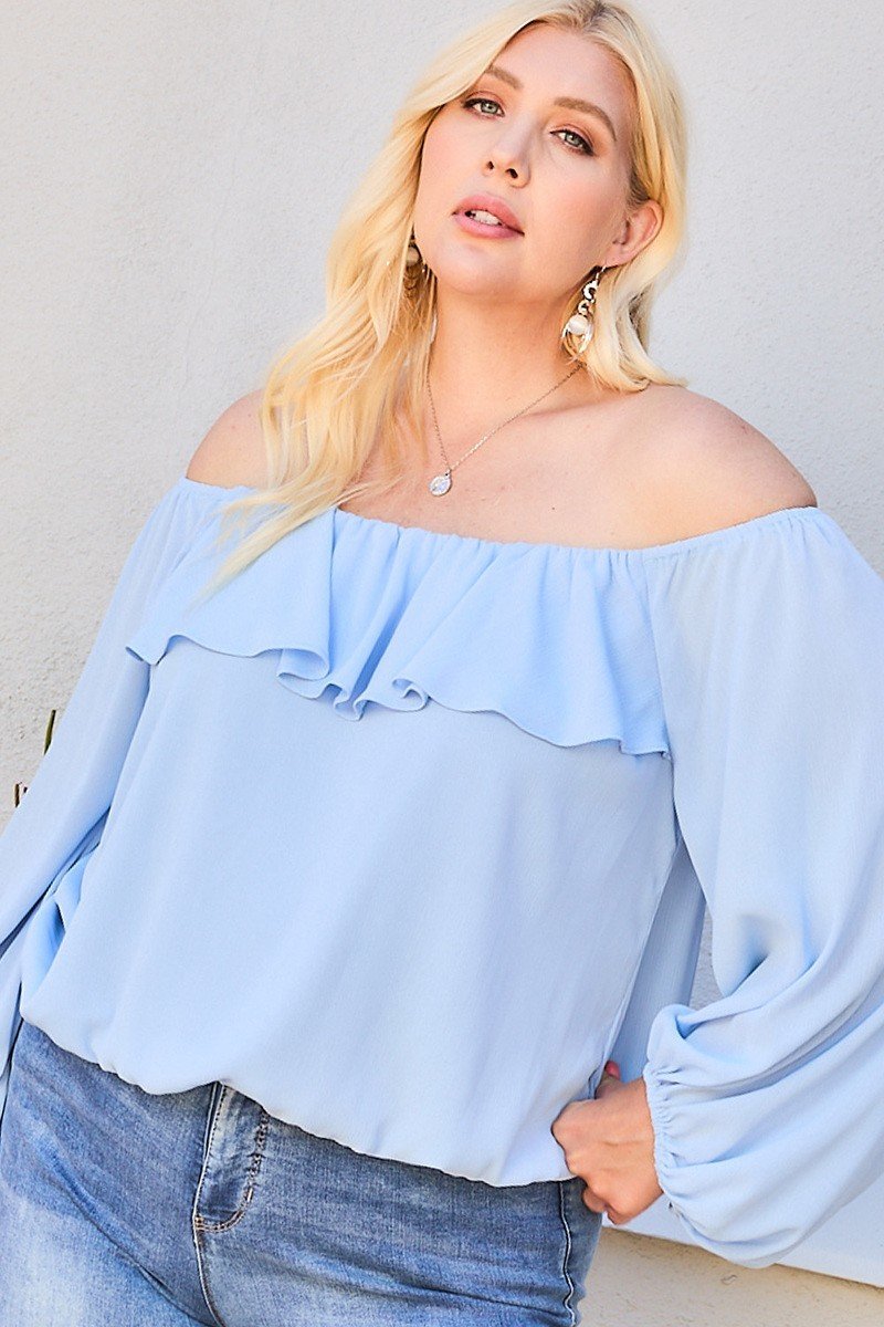 Off Shoulder Ruffle Bubble Sleeve Top product image