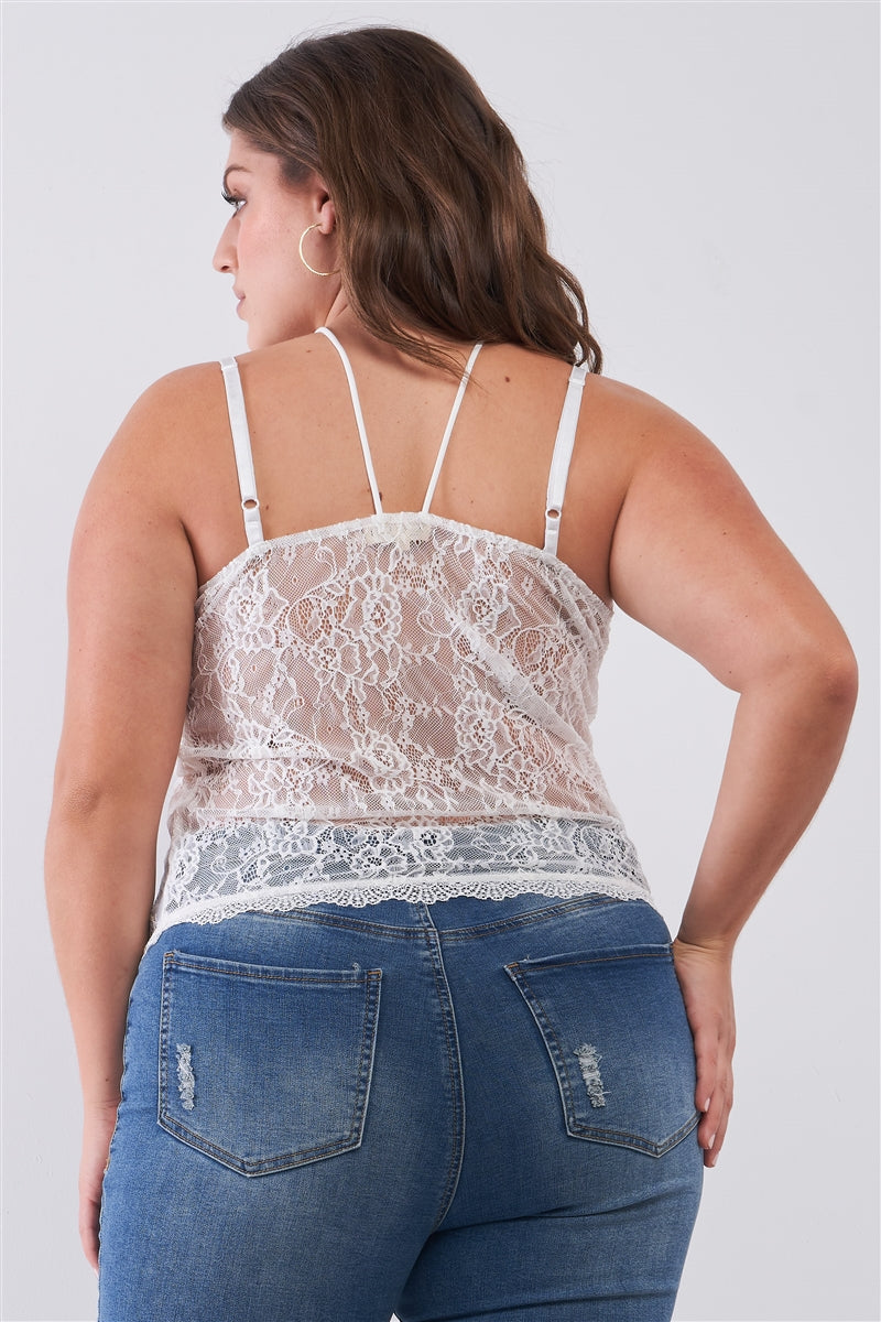 Plus Size Sleeveless Sheer Lace Halter Neck Detail Bustier Top product image