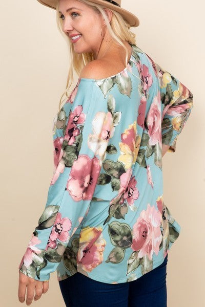 Plus Size Floral Printed Venezia One Shoulder Fashion Top product image