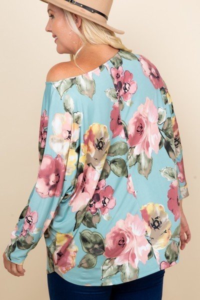 Plus Size Floral Printed Venezia One Shoulder Fashion Top product image