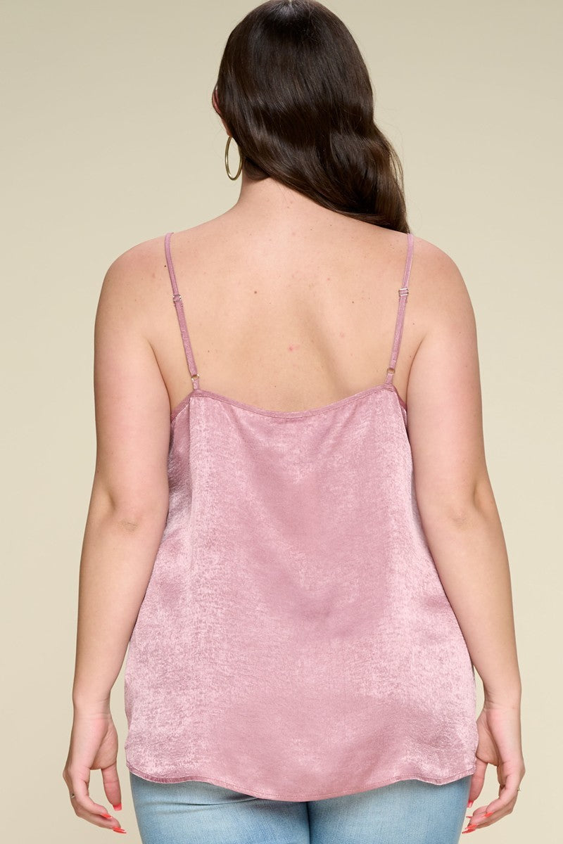 Solid Satin Sleeveless Cami Woven Tank Top product image