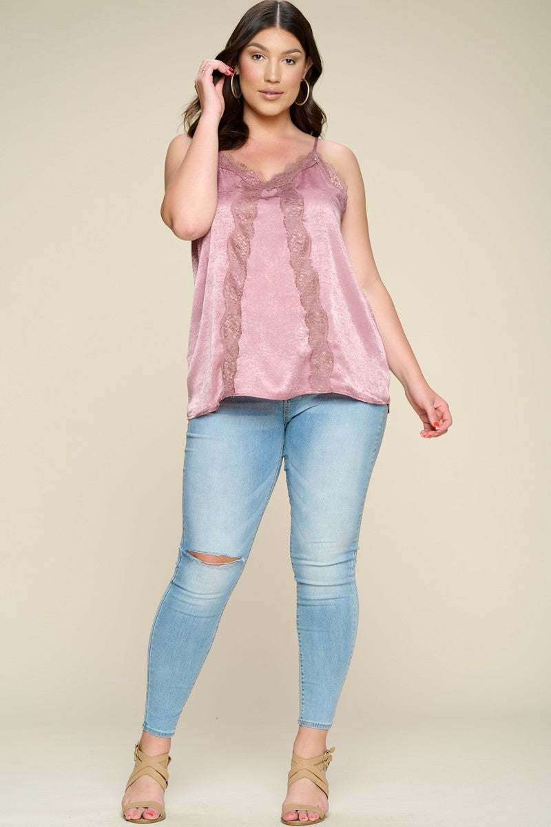 Solid Satin Sleeveless Cami Woven Tank Top product image