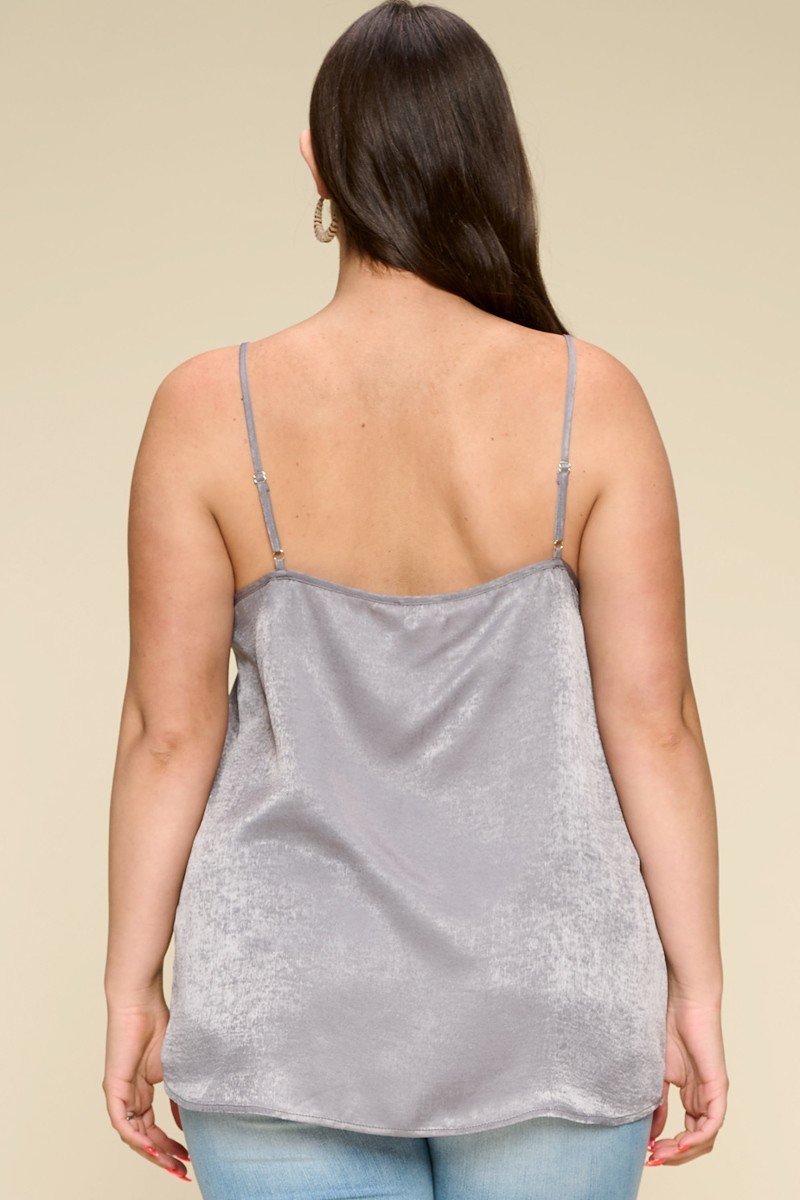 Solid Satin Sleeveless Cami Woven Tank Top product image
