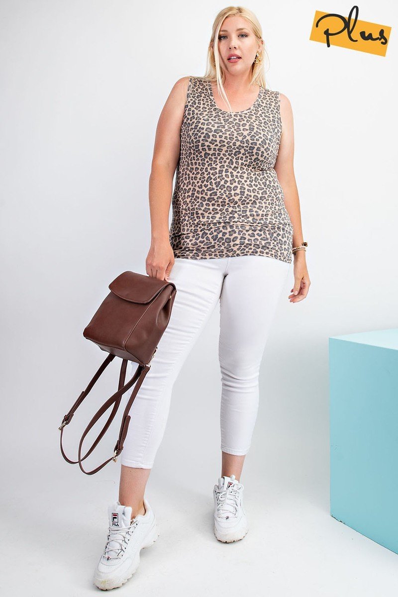 Rayon Rib Printed Knit Tank Top product image