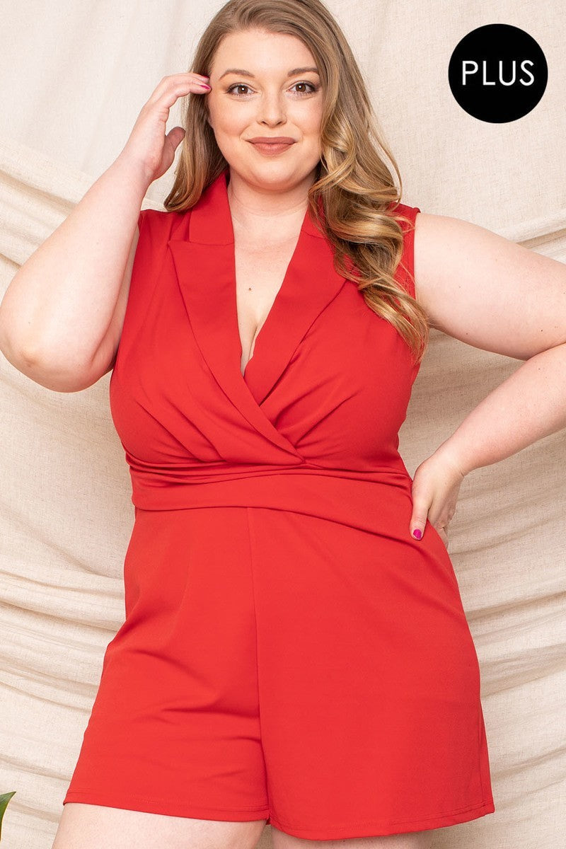 Collared Neck Plus Size Romper product image