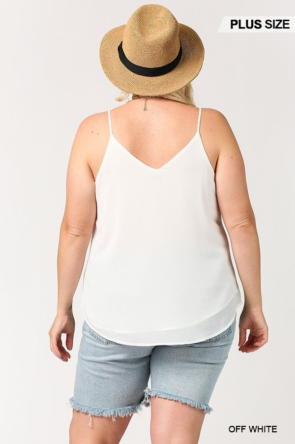 Plunging V-neckline Lattice Top With Scalloped Lace product image