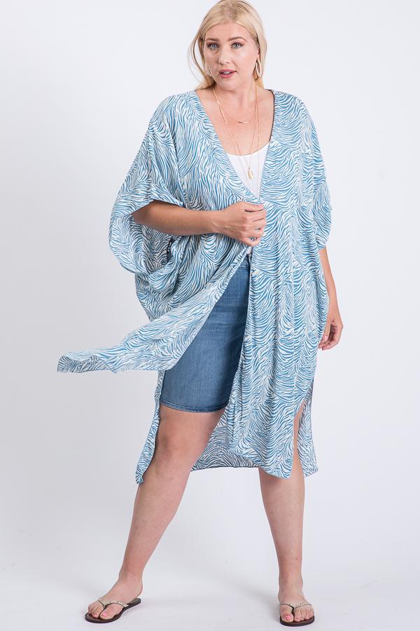 Zebra Print Short Sleeve Maxi Kimono product image