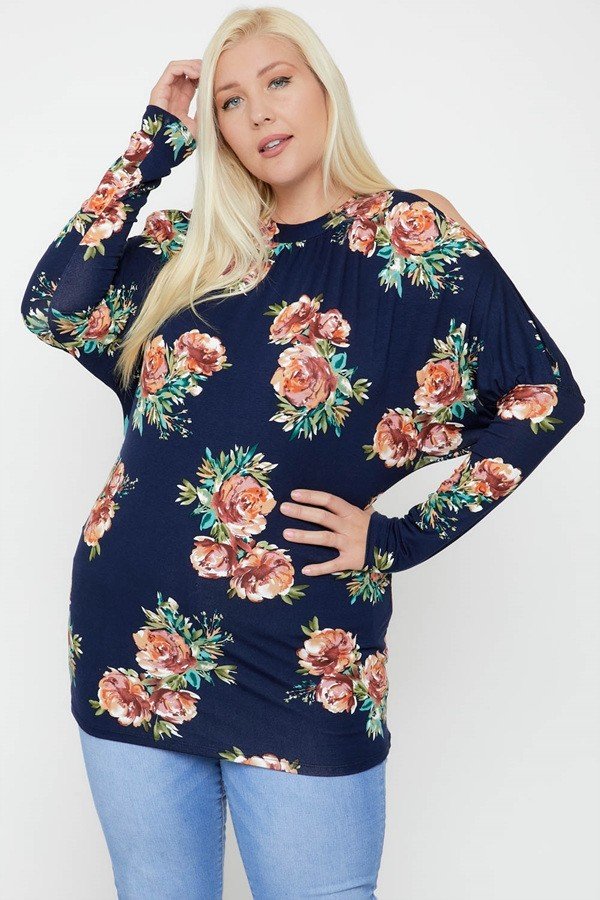 Flattering Cutout Details Floral Print Top product image